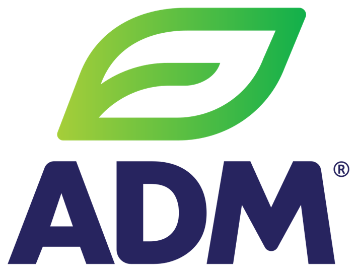ADM logo with a green leaf graphic above blue text.