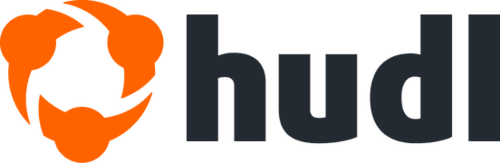 Hudl logo with an orange circular graphic beside the text.