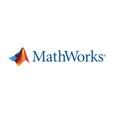 MathWorks logo with a 3D orange and blue wave design.