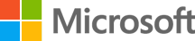 Microsoft logo with colorful square icon and gray text.