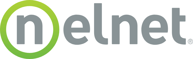 Nelnet logo with gray text and a green circular outline around the letter "n".